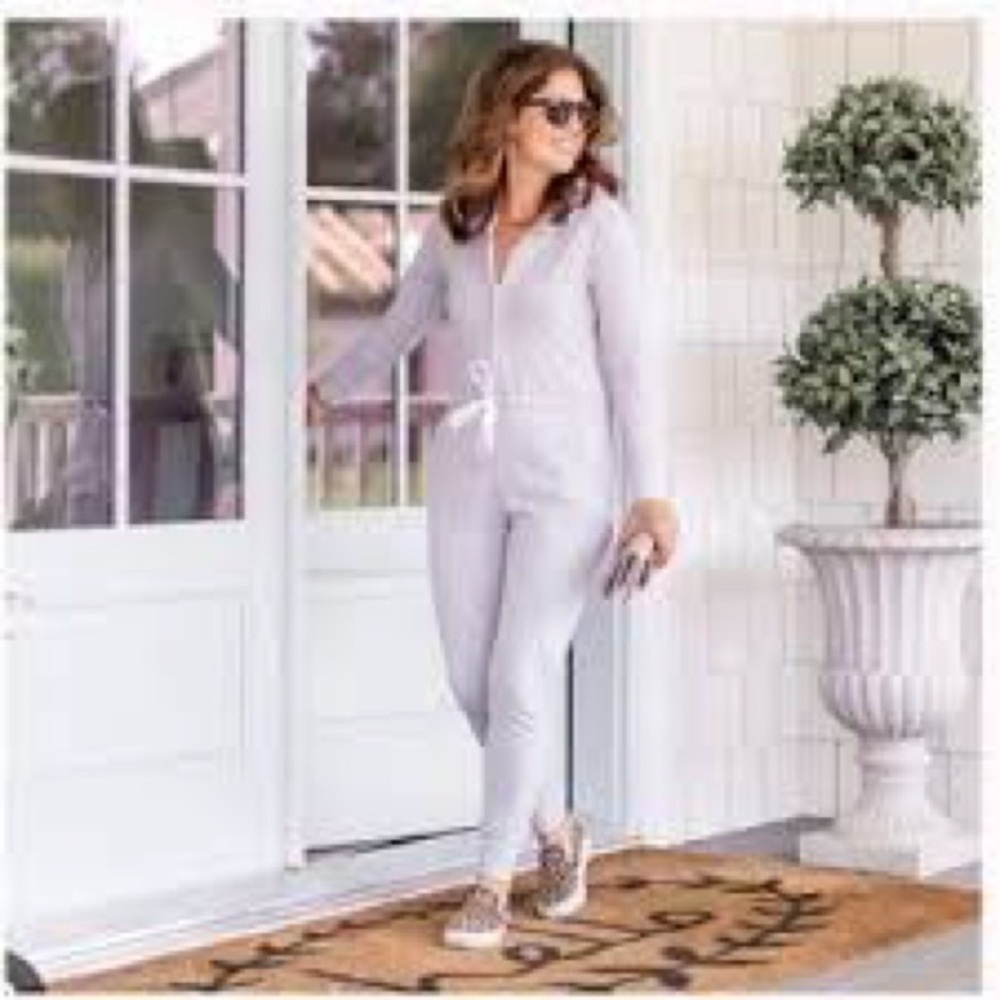 Smash + Tess Hooded Zip Front Jumpsuit Bamboo Rayon Grey Sz S